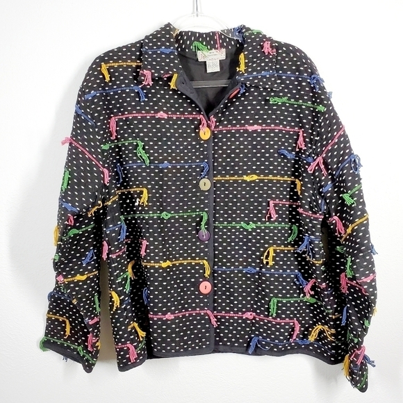 NEW DIRECTIONS POLKA DOT BUTTON FRONT JACKET - Picture 1 of 6
